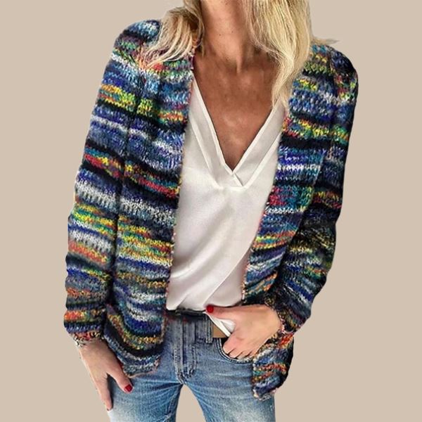 Lucienne - Gilet tricoté coloré Essentielle Bleu S