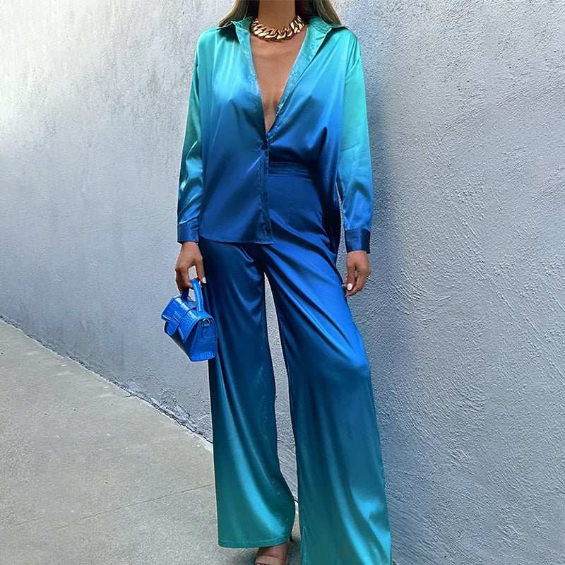 Aleah | Ensemble en satin à brillance dégradée pour femme