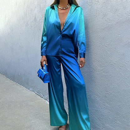 Aleah | Ensemble en satin à brillance dégradée pour femme