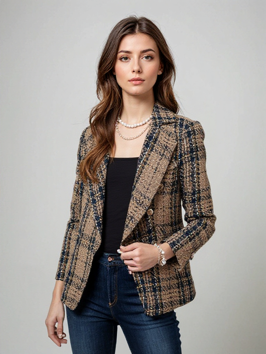 Wilhelmina | Blazer à carreaux vintage chic et structuré pour femmes