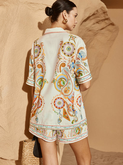 Abriella | Ensemble Court avec Polo Imprimé à Manches Courtes pour Femme