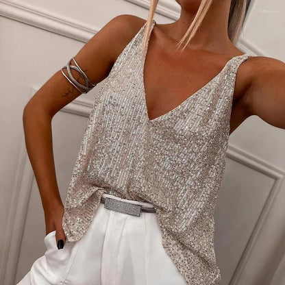 Zia | Haut Pailleté avec Éclat Chic pour Femme